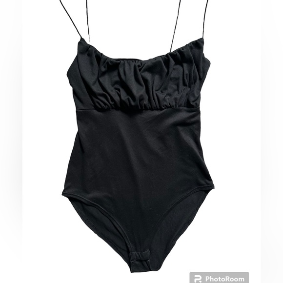 gaze Tops - GAZE. Black Bodysuit, Spaghetti Straps Size XSmall